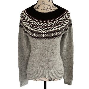 Gray Twill Fairisle Sweater small GH Bass